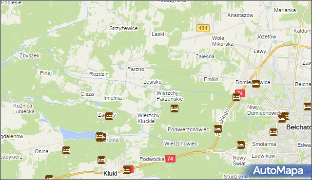 mapa Wierzchy Parzeńskie, Wierzchy Parzeńskie na mapie Targeo