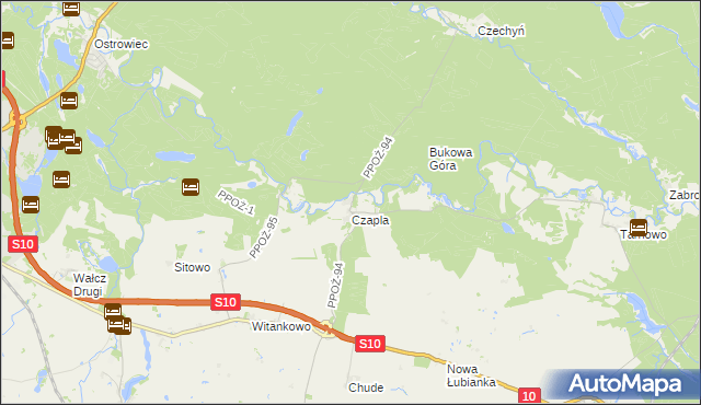 mapa Wiesiółka gmina Wałcz, Wiesiółka gmina Wałcz na mapie Targeo