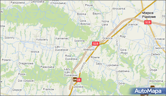 mapa Wietrzno gmina Dukla, Wietrzno gmina Dukla na mapie Targeo