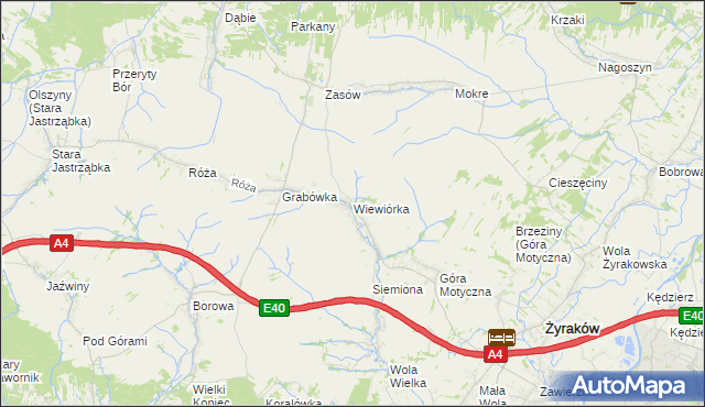 mapa Wiewiórka gmina Żyraków, Wiewiórka gmina Żyraków na mapie Targeo