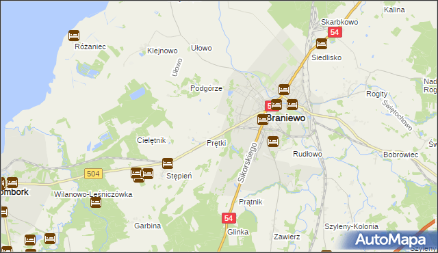 mapa Wikielec gmina Braniewo, Wikielec gmina Braniewo na mapie Targeo