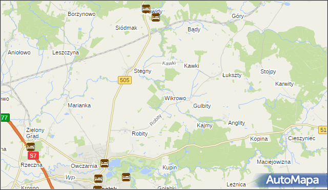 mapa Wikrowo gmina Pasłęk, Wikrowo gmina Pasłęk na mapie Targeo