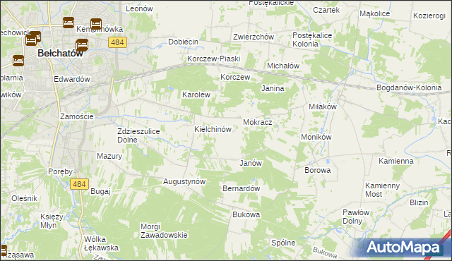 mapa Wiktorów gmina Bełchatów, Wiktorów gmina Bełchatów na mapie Targeo