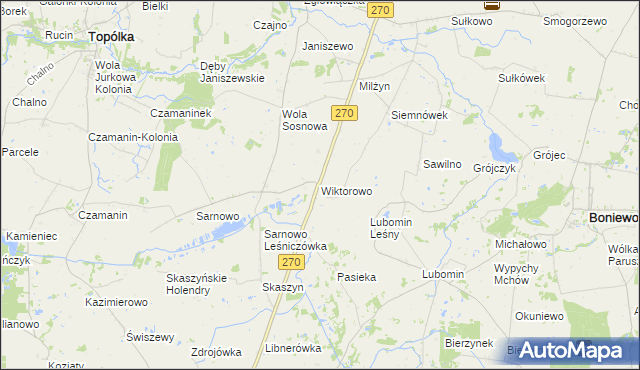 mapa Wiktorowo gmina Lubraniec, Wiktorowo gmina Lubraniec na mapie Targeo