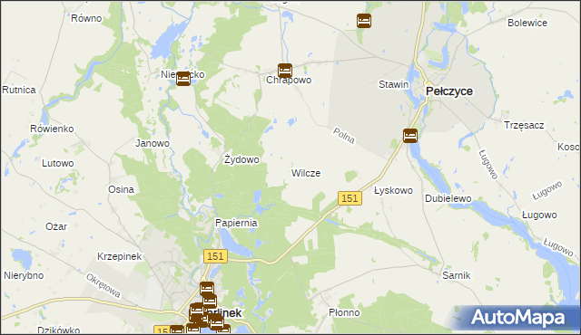 mapa Wilcze gmina Barlinek, Wilcze gmina Barlinek na mapie Targeo