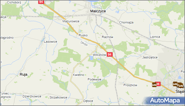 mapa Wilczków gmina Malczyce, Wilczków gmina Malczyce na mapie Targeo