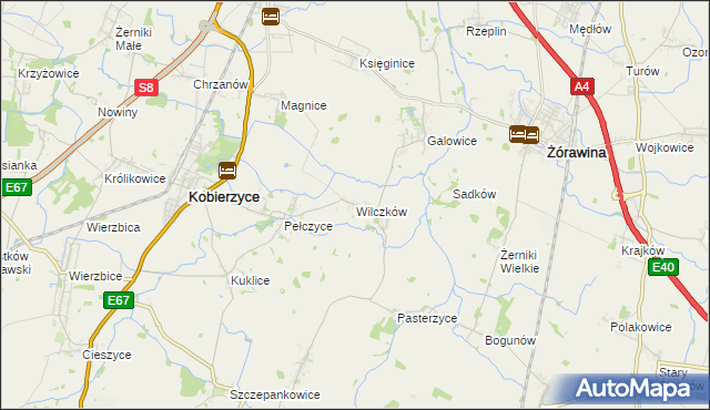 mapa Wilczków gmina Żórawina, Wilczków gmina Żórawina na mapie Targeo