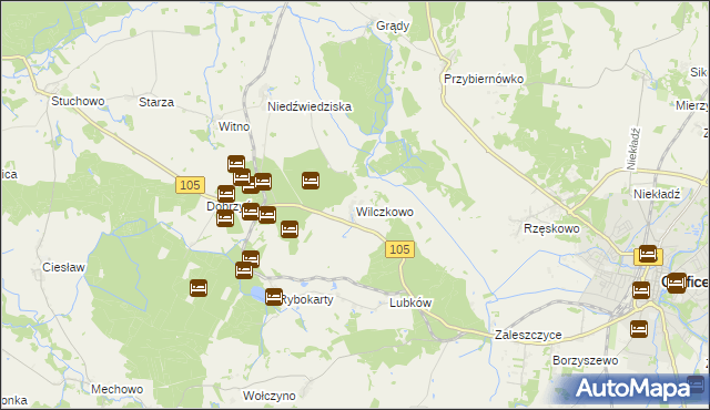 mapa Wilczkowo gmina Gryfice, Wilczkowo gmina Gryfice na mapie Targeo