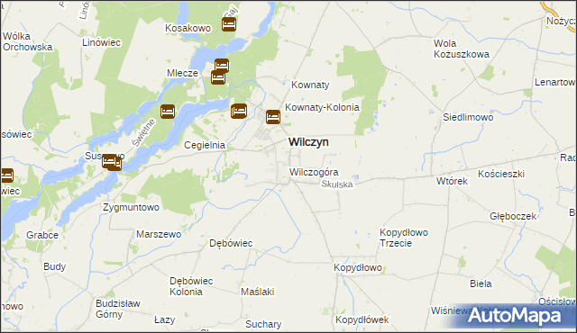 mapa Wilczogóra gmina Wilczyn, Wilczogóra gmina Wilczyn na mapie Targeo