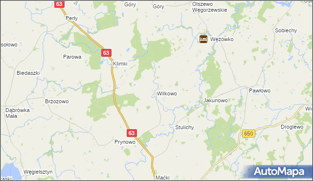 mapa Wilkowo gmina Węgorzewo, Wilkowo gmina Węgorzewo na mapie Targeo