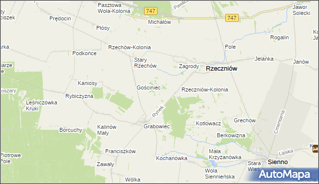 mapa Wincentów gmina Rzeczniów, Wincentów gmina Rzeczniów na mapie Targeo