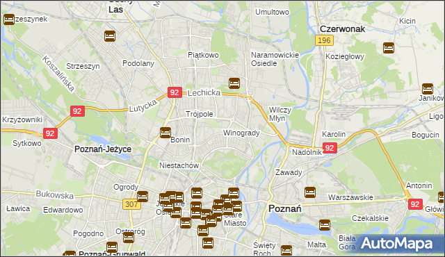 mapa Winogrady, Winogrady na mapie Targeo