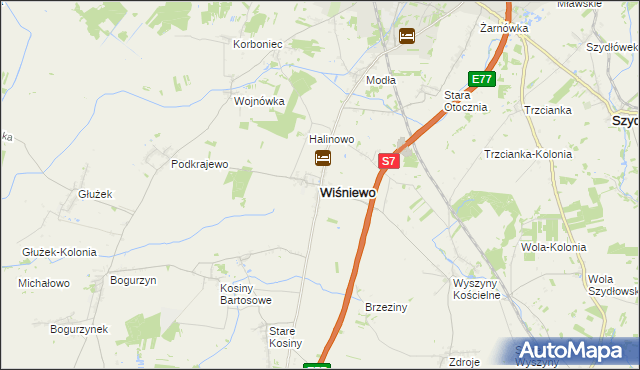 mapa Wiśniewo powiat mławski, Wiśniewo powiat mławski na mapie Targeo