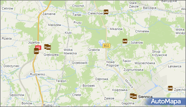 mapa Wiśniówka gmina Siennica, Wiśniówka gmina Siennica na mapie Targeo