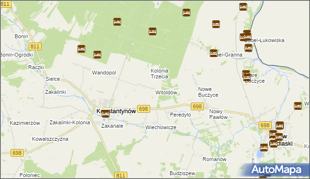 mapa Witoldów gmina Konstantynów, Witoldów gmina Konstantynów na mapie Targeo