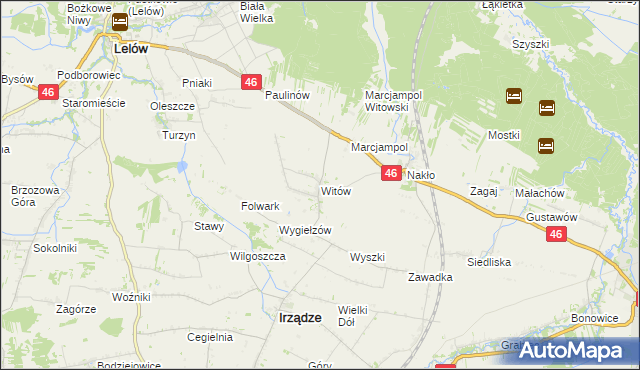 mapa Witów gmina Irządze, Witów gmina Irządze na mapie Targeo