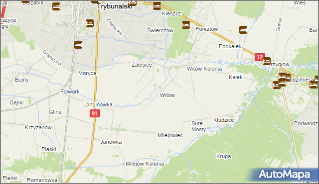 mapa Witów gmina Sulejów, Witów gmina Sulejów na mapie Targeo