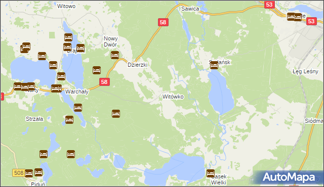 mapa Witówko, Witówko na mapie Targeo