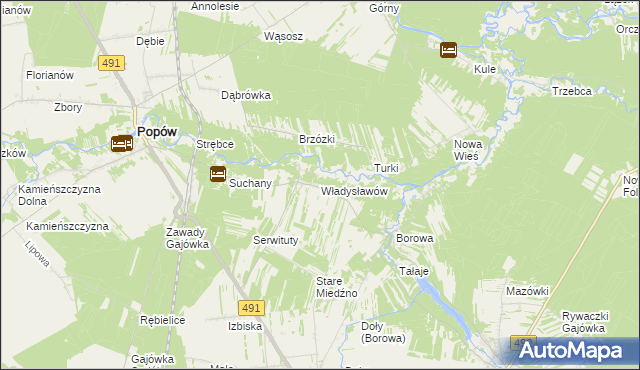 mapa Władysławów gmina Miedźno, Władysławów gmina Miedźno na mapie Targeo