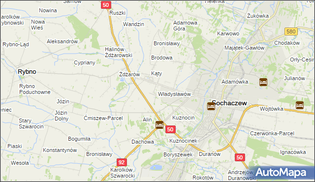 mapa Władysławów gmina Sochaczew, Władysławów gmina Sochaczew na mapie Targeo