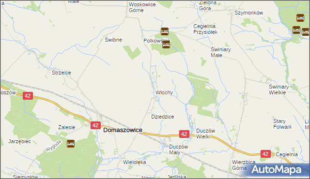 mapa Włochy gmina Domaszowice, Włochy gmina Domaszowice na mapie Targeo
