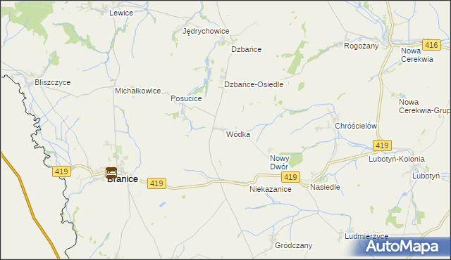 mapa Wódka gmina Branice, Wódka gmina Branice na mapie Targeo