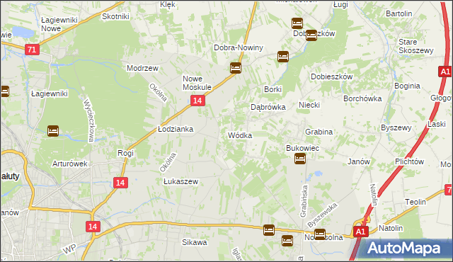 mapa Wódka gmina Nowosolna, Wódka gmina Nowosolna na mapie Targeo