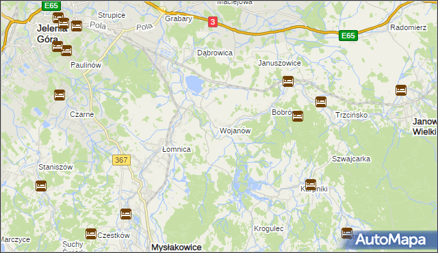 mapa Wojanów, Wojanów na mapie Targeo