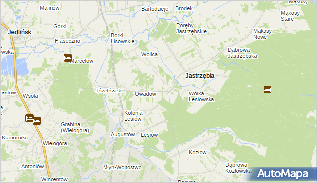 mapa Wojciechów gmina Jastrzębia, Wojciechów gmina Jastrzębia na mapie Targeo