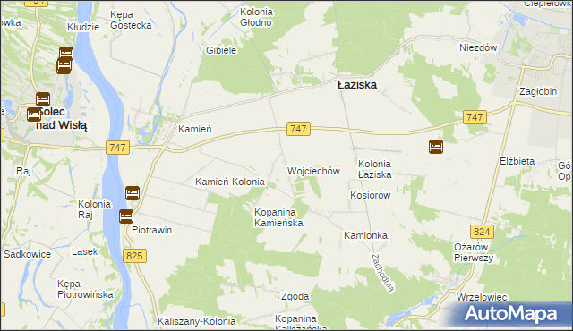 mapa Wojciechów gmina Łaziska, Wojciechów gmina Łaziska na mapie Targeo