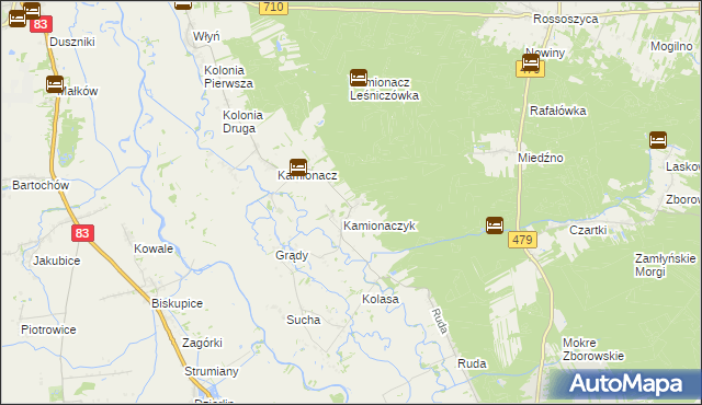 mapa Wojciechów gmina Sieradz, Wojciechów gmina Sieradz na mapie Targeo