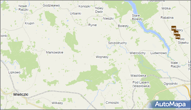 mapa Wojnasy gmina Wieliczki, Wojnasy gmina Wieliczki na mapie Targeo
