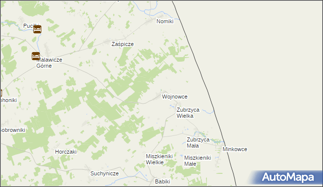 mapa Wojnowce gmina Szudziałowo, Wojnowce gmina Szudziałowo na mapie Targeo