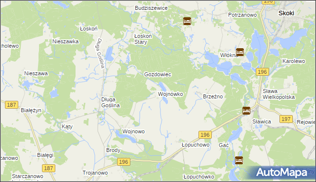 mapa Wojnówko gmina Murowana Goślina, Wojnówko gmina Murowana Goślina na mapie Targeo