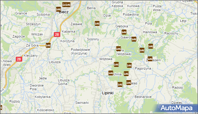 mapa Wójtowa, Wójtowa na mapie Targeo