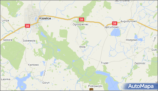 mapa Wola gmina Kisielice, Wola gmina Kisielice na mapie Targeo