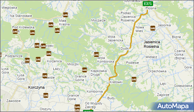 mapa Wola Komborska, Wola Komborska na mapie Targeo