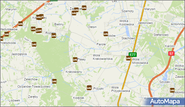 mapa Wola Krakowiańska, Wola Krakowiańska na mapie Targeo