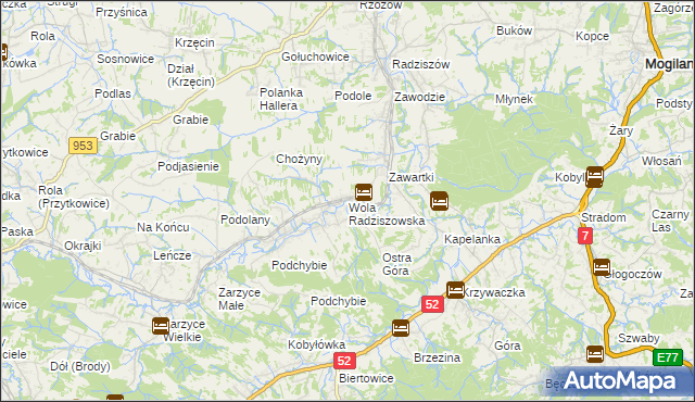 mapa Wola Radziszowska, Wola Radziszowska na mapie Targeo