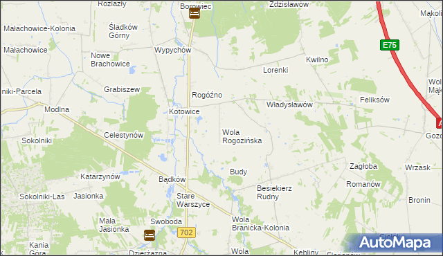 mapa Wola Rogozińska, Wola Rogozińska na mapie Targeo