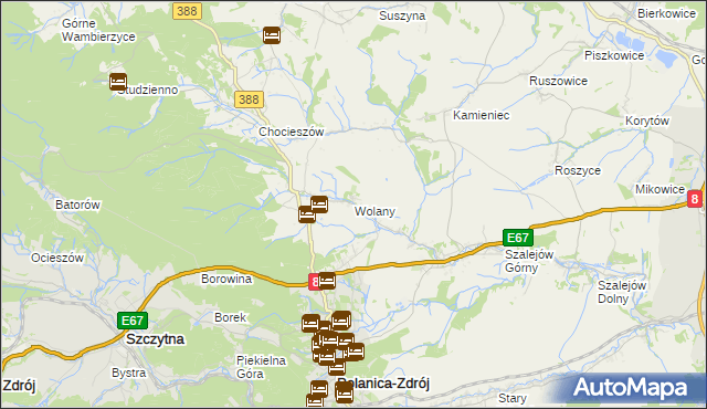 mapa Wolany gmina Szczytna, Wolany gmina Szczytna na mapie Targeo