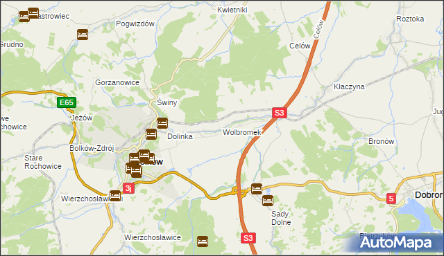 mapa Wolbromek, Wolbromek na mapie Targeo