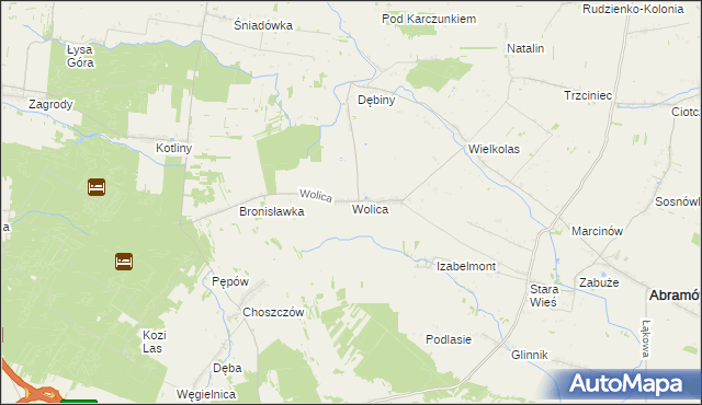 mapa Wolica gmina Abramów, Wolica gmina Abramów na mapie Targeo