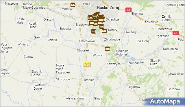 mapa Wolica gmina Busko-Zdrój, Wolica gmina Busko-Zdrój na mapie Targeo