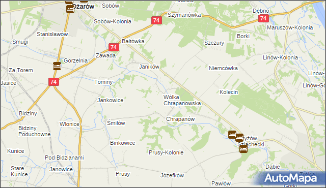 mapa Wólka Chrapanowska, Wólka Chrapanowska na mapie Targeo