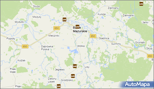 mapa Wólka gmina Banie Mazurskie, Wólka gmina Banie Mazurskie na mapie Targeo