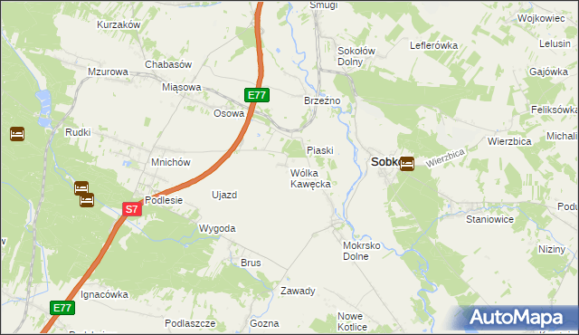 mapa Wólka Kawęcka, Wólka Kawęcka na mapie Targeo