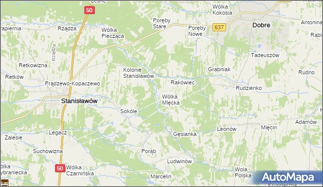 mapa Wólka Mlęcka, Wólka Mlęcka na mapie Targeo