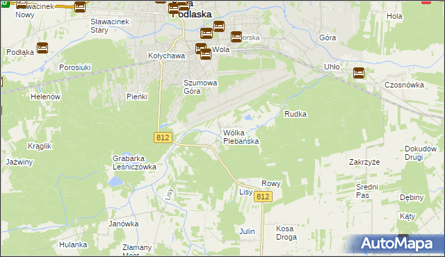 mapa Wólka Plebańska gmina Biała Podlaska, Wólka Plebańska gmina Biała Podlaska na mapie Targeo