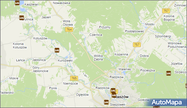 mapa Wólka Żabna, Wólka Żabna na mapie Targeo